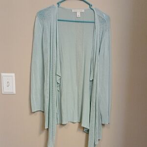 Emaline Light Mint Open-Front Draped Cardigan